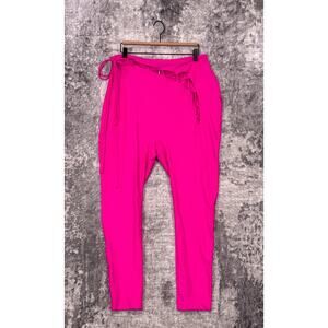 New Skims Pants 4X Womens Lace Up Hip Leggings Neon Pink Plus Size